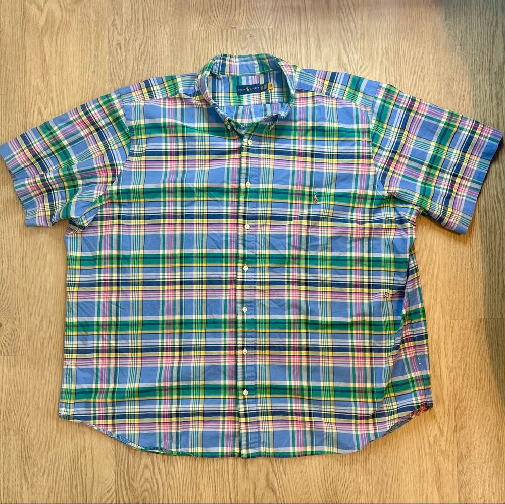 Ralph Lauren Classic Fit Madras Plaid Button‑Up Shirt – Size 3XB